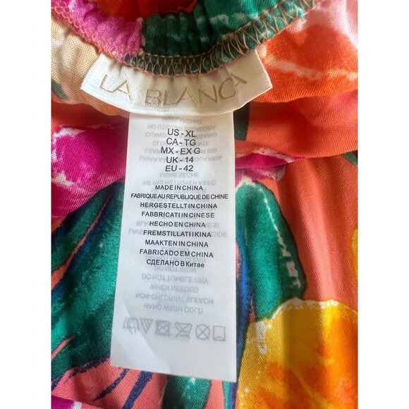 La Blanca Womens Off-The-Shoulder Floral Cover-Up Dress Hot Coral Size Large - Picture 4 of 11